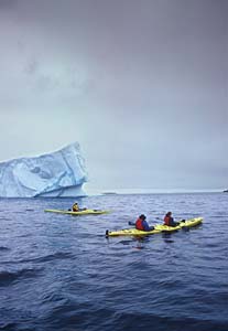 kayaking near iceberg
